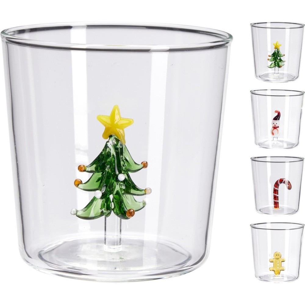 BICCHIERE VETRO 350ML DECO 4AS